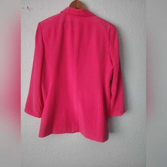 Diane Gilman Silk Pink Blazer Classic Notched Lapel - Picture 4 of 8